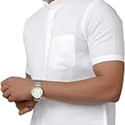 famuzz Men's Solid Casual Half Sleeves Slim fit Cotton Shirt with Mandarin Collar-picture-43