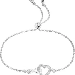 Amazon Brand - Nora Nico 925 Sterling Silver BIS Hallmarked CZ Infinity Charms Adjustable Bracelet for Women and Girls-picture-40