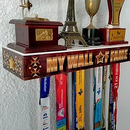 Medal SPACE® | My Wall of Fame Shelf | 2-in-1 Medals & Trophy Holder | Holds 50+ Medals & 3-5 Trophies for Athletes & Fitness Enthusiasts-image-97