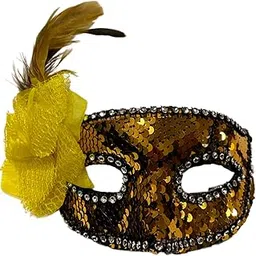 Wanna Party Golden Sequin Masquerade Mask with flower for Women for Masquerade Party, Venetian party,Stage Performances,Eye Mask for Halloween, Birthday, Adult Party,50 shades of Grey Party-picture-55