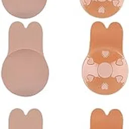 ANESHA Sticky Bra, Breast Lift Adhesive Bra, Invisible Silicone Reusable Nipple Less Covers Pack of 3 Beige Colour Free Size-picture-34