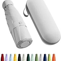 pyxbe Mini Umbrella with Case for Men & Women (Manual Open) Compact Travelling Umbrella, Polyester & UV Protection Fabric for Summer/Anti-Slip Handle- Use in Rain & Summer- 6 Frame klmpd-picture-28