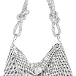 bukela Rhinestones Clutch Rhinestone Bag Purses for Women Party Bags for Women Chic Sparkly Evening Handbag Bling Hobo Bag Shiny Silver Clutch for Party image 1