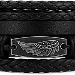 university trendz Multi-Layer Handmade Leather Wraps Adjustable Bracelets for Men and Women (Set of 4)-picture-25