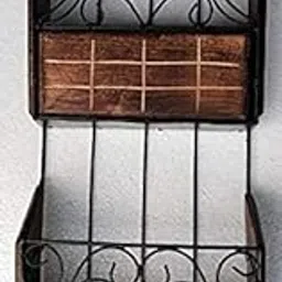 Giftoshopee Wooden and Iron Beautiful Design Double Wall Hanging Magazine and News Paper Holder // Rack for Home and Office-image-17