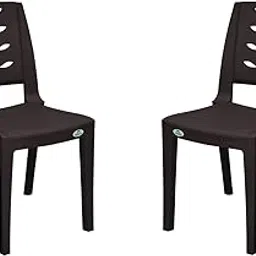Nilkamal Fern Plastic Armless Chair for Dining/Living Room/Outdoor/Office/Cafeteria - Set of 2 Pcs Chair - Season Rust Brown-picture-36