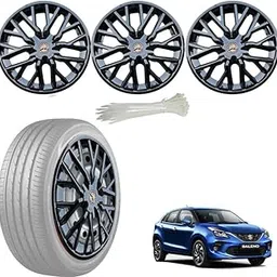 WolkomHome Car Accessories Wheel Cap, Hub Cap 15 Inch Wheel Cover Delta Full Black Set of 4 Wheel Cap for Baleno 2020-image-9