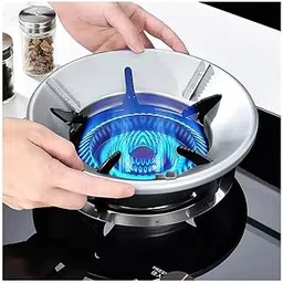 Voxmtix 1 pcs Silver Universal Fire Gas Stove Cover Stainless Steel Gas Saver Chula Burner Gas Saver Stand Jali Ring Fire & Windproof Energy Saving, Round Bottom Rack Gas Support Stand-picture-17