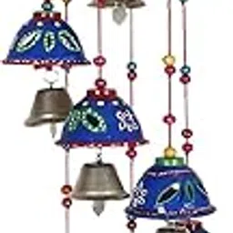 UrbanShilp Rajasthani Design Handcrafted Hanging Wind Chimes Latkan with 8 Bells for Home Decor & Positive Energy, Pack of 1 Wind Chimes for Home Positive Energy Rajasthani Painting Design 8 Bells-image-59