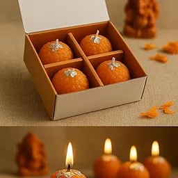 PICKARTME Motichur Laddoo Candles – Handmade Scented Decorative Candles for Diwali, Wedding, Christmas, Valentine’s Day & Home Décor – Pack of 4 Pieces-image-81
