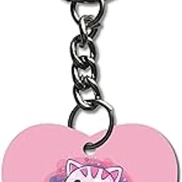 signoogle Love Heart Shape Printed Keychain for Girls Women Men Couples Bike Car Bag Key Tag Keyring Multicolored-picture-55