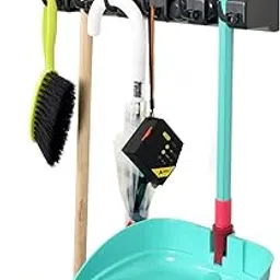 Surfexa Mop Broom Holder 5 Slots with 6 Hooks Wall Mount Heavy Duty Non-Slide Laundry Room Organizer Rack Garden Tool Kitchen Cleaning Supply Organization Storage Hanger (Broom-Holder-5 Slot)-picture-51