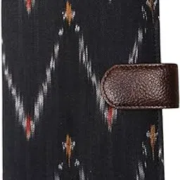 bf bhamini Passport Wallet, Vegan Leather with Black Ikkat Handloom Fabric-picture-54