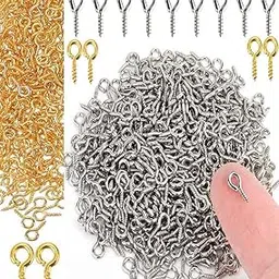 DIY Crafts 20x, Silver, Small Screw Eye Pins, 4 x 8mm Eye Pin Hooks, Eyelets Screw Threaded Clasps Hooks for Doing Art DIY, Mini Metal Hoop Peg for J(20x, Silver)-image-56