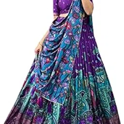 maruti fashion house Lehenga Choli For Womens And Girls Lehenga Choli For Women Bollywood Style Tussar Silk Fabric With Fully Stitched With bandhani peacock With Foil Print Work-picture-44