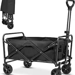 EVLIQUIL Collapsible Folding Beach Wagon,Utility Grocery Wagons Carts Foldable with Wheels for Sand Camping Sports Shopping Outdoor.-picture-33