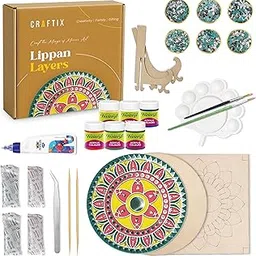 CRAFTIX Lippan Art Kit for Adults – 8 Inch DIY MDF Boards with Pre-Marked Shapes, Acrylic Paints, Mirrors, and Molding Clay for Creative Home Decor-picture-26