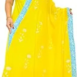 Designer Yellow Anarkali Dress, Blue Border with Dupatta, Sleeveless Ethnic Wear, Traditional Indian, Floral Embroidered Pattern-image-44