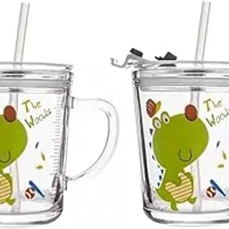 IndusBay® 350 ML Dino Print Sipper Mug Jar with Silicone Straw and Airtight Leakproof Lid - Measuring Cup for Kids Perfect for Milk,Juice,Coffee, Pack of 1-picture-14