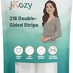 jkozy 216 Strips Double Sided Tape for Fashion, Clothing and Body | All Day Strength Invisible Dress Tape for women | Gentle to stick on Skin and clothes | Strongest Hold | Transparent (216 strips)-picture-48