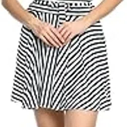 NONU Women's Striped Fit & Flare Mini Skirt/Fancy Trendy Skirt-image-98