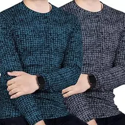 oscillate Men Round Neck Full Sleeve Combo T-Shirts|| Polyester Grey, Teal T-Shirt (Pack of 2)-picture-45