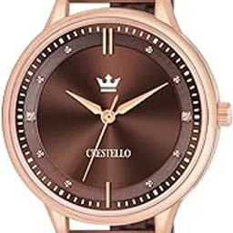 Brown Metal Chain Analog Wrist Watch for Women (Silver/Copper/Brown Dial) | CR-CP156-BWCH-image-15