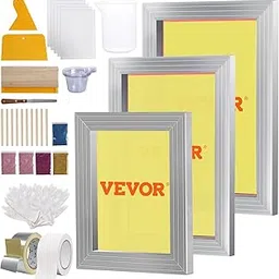 VEVOR Screen Printing Kit, 3 Pieces Aluminum Silk Screen Printing Frames 6x10/8x12/10x14inch 110 Count Mesh, 5 Glitters and Screen Printing Squeegees and Transparency Films for T-Shirts DIY Printing-picture-45