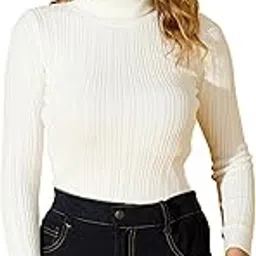98 north 98 Degree North Women High Neck Striped Pullover-G111143-WHITE-picture-30