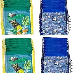 Demoda Football and Sports Themed Drawstring Return Gift Loot Bag Set of 24 for Kids Birthday Party- Adorable Dori Sack Bags for Boys Girls(12 Blue,12 Green)-picture-12