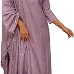 a three hub Women's Pure Silk Printed with Embroidery Kurta with Pants and Dupatta Ethnic Set Suit Set Kurta Set-picture-11