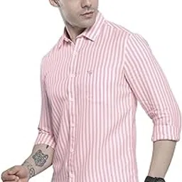 the indian garage co Men Cotton Regular Fit Striped Full Sleeves Cutaway Collar Casual Shirt-picture-29