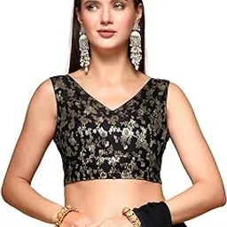 oomph! Ethnic Style Readymade Brocade Sleeveless V-Neck Blouse for Saree & Gowns-picture-50