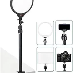FKU 2024 NEEPHO PL-26CM Led Round Panel Light Video Light with Jmary MT49 Stand Tabletop C Clamp Desk Mount Table Stand-picture-21