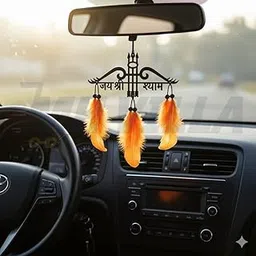 Car Hanging Accessories Interior - Elegant Dream Catcher for Car - Charm for Auto Decor - Stylish Handmade Ornament for Rear View Mirror Decoration - (Jay khatu Shyam) (ORENG)-picture-23
