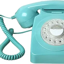 CLUB BOLLYWOOD Retro Landline Phone 1960'Style Decorative Vintage Rotary Dial Telephone Blue | Consumer Electronics | Home Telephones & Accessories | Corded Telephones | Corded Telephones-picture-50