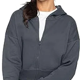 besick Winter Wear Cotton Oversized Baggy Plain Drop Shoulder Hooded Neck Zip Up Crop Zipper For Women-picture-15