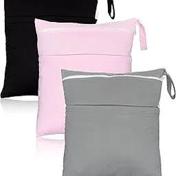 Waterproof Wet Bag, Cloth Diaper Wet Dry Bags Reusable with Two Zippered Pockets Stroller Travel Beach Pool Daycare Soiled Baby Items Yoga Gym Bag for Swimsuits-image-0