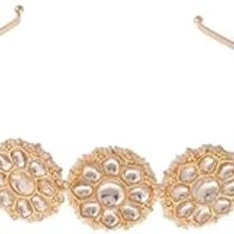 paradise jewels Crystal Rhinestone Bridal Headband, Gold Metal Crown with Clear Stones, Wedding Hair Accessory-picture-12