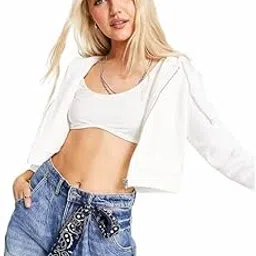 koverify Cropped Cottonblend Zipper Women with Hood Plain Solid-picture-32
