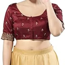 vamas Women's Silk Padded Self Design Half Sleeve Readymade Saree Blouse (X-1166.ELB)-picture-66