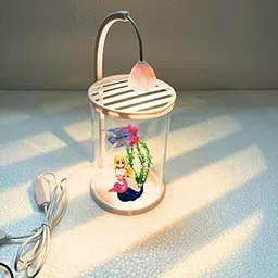 KSH STORE ® Betta Fish Round Glass Tank Transparent Small Desktop Aquarium for Home and Living Room with Warm LED Light Easy to Clean and Maintain | Clear Ventilated Design-image-2