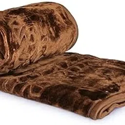VORACIA Double Size Bed Mink Blanket Heavy Winter Mink Soft AC Room Fleece All Weather Warm Kambal (Double, Coffee Brown) image 1