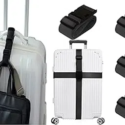 Luggage Straps 1.5" X6.5FEET + 1 ADD A Baggage Belt1 X20inch with Quick Release Buckle Adjustable, Premium Accessory for Travel Bag Closure Black 5pack-image-6