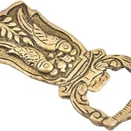 Indian-Shelf Handmade Vocalforlocal Brass Two Parrots Engraved Design Pack of 1 Bottle Opener Beer Soda Wine Cork Cap Kitchen Utensils (8.90 cm, Golden)-picture-37