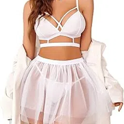 Babydoll Lingerie Mesh Wedding Nightie Bridal Women's Babydoll Bikini Skirt Bra Hot Sexy Bikini Wedding Honeymoon Valentine wear-image-66