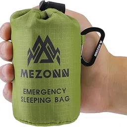 PE Emergency Sleeping Bag Survival Bivy Sack- Use as Emergency Space Blanket, Lightweight Sleeping Bag, Survival Gear for Outdoor, Hiking, Camping - Includes Nylon Sack with Carabiner (Green-1-picture-22