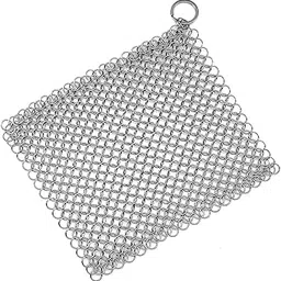 Stainless Steel Cast Iron Skillet Cleaner Chainmail Cleaning Scrubber With Hanging Ring for Cast Iron Pan,Pre-Seasoned Pan,Griddle Pans, BBQ Grills and More Pot Cookware-Square 7x7 Inch-picture-17