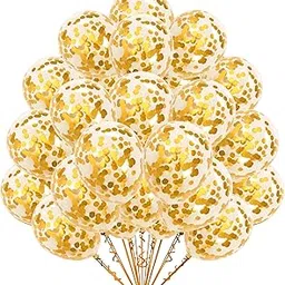 Mystic Toy Store 20 Pcs Confetti Balloons for Birthday Decoration Kit Gold Boys Girls Kids Men Women Pack Items Itm Set Pre Filled Transparent Confetti Balloons-picture-10