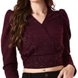 sfoty Women Casual Sparkle Design Purple Top-picture-23